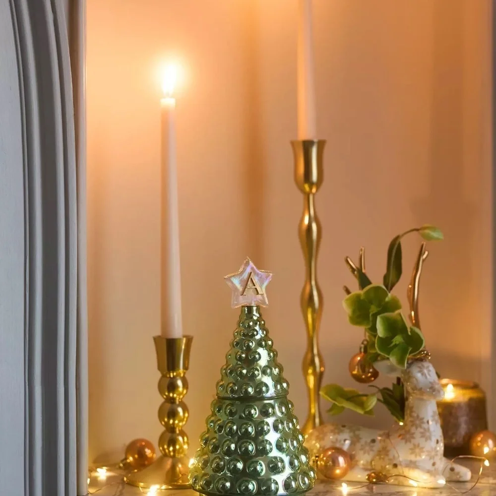 Monogram Tree Woody Fresh Balsam & Cedarwood Glass Candle, Various Letters,